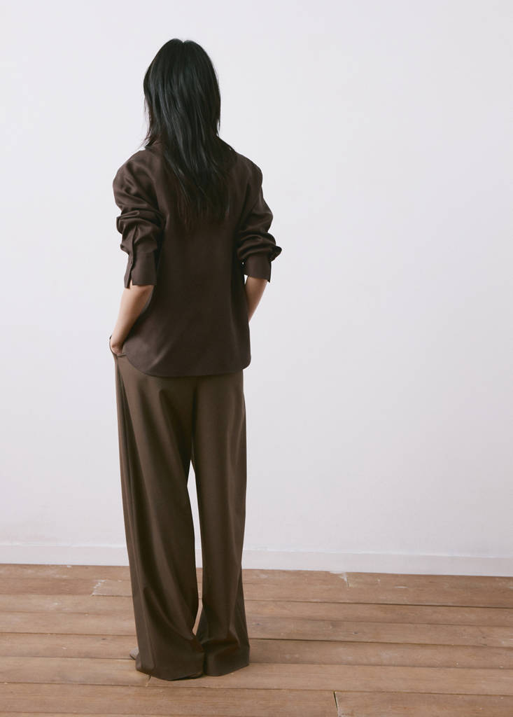 Straight lyocell shirt — Brown