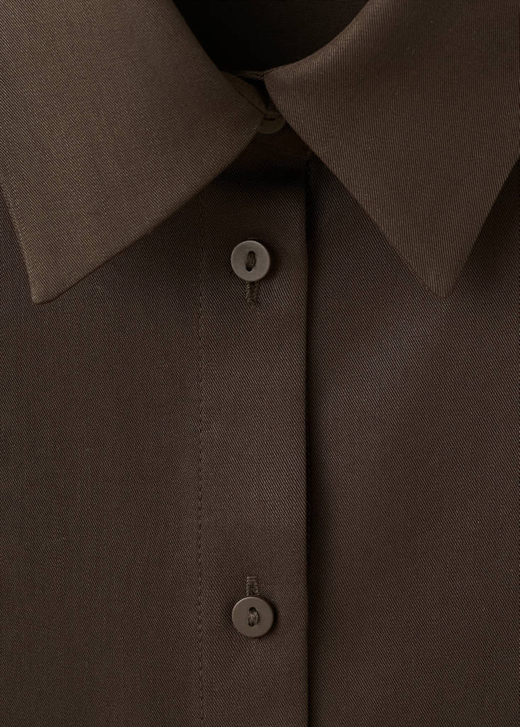 Straight lyocell shirt — Brown