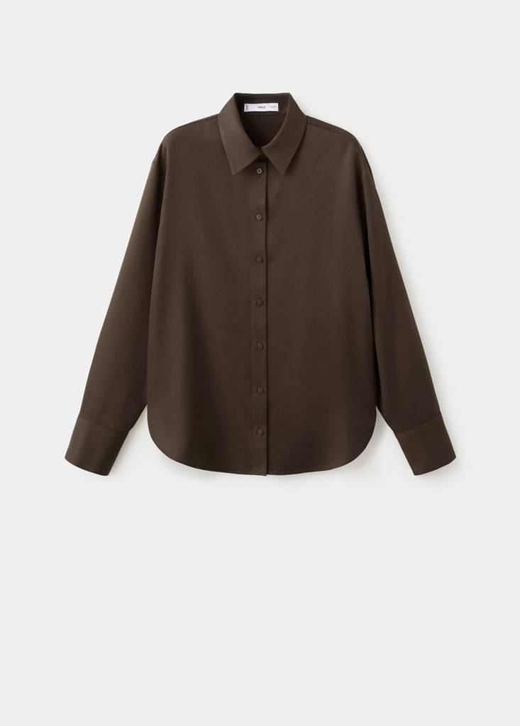 Straight lyocell shirt — Brown