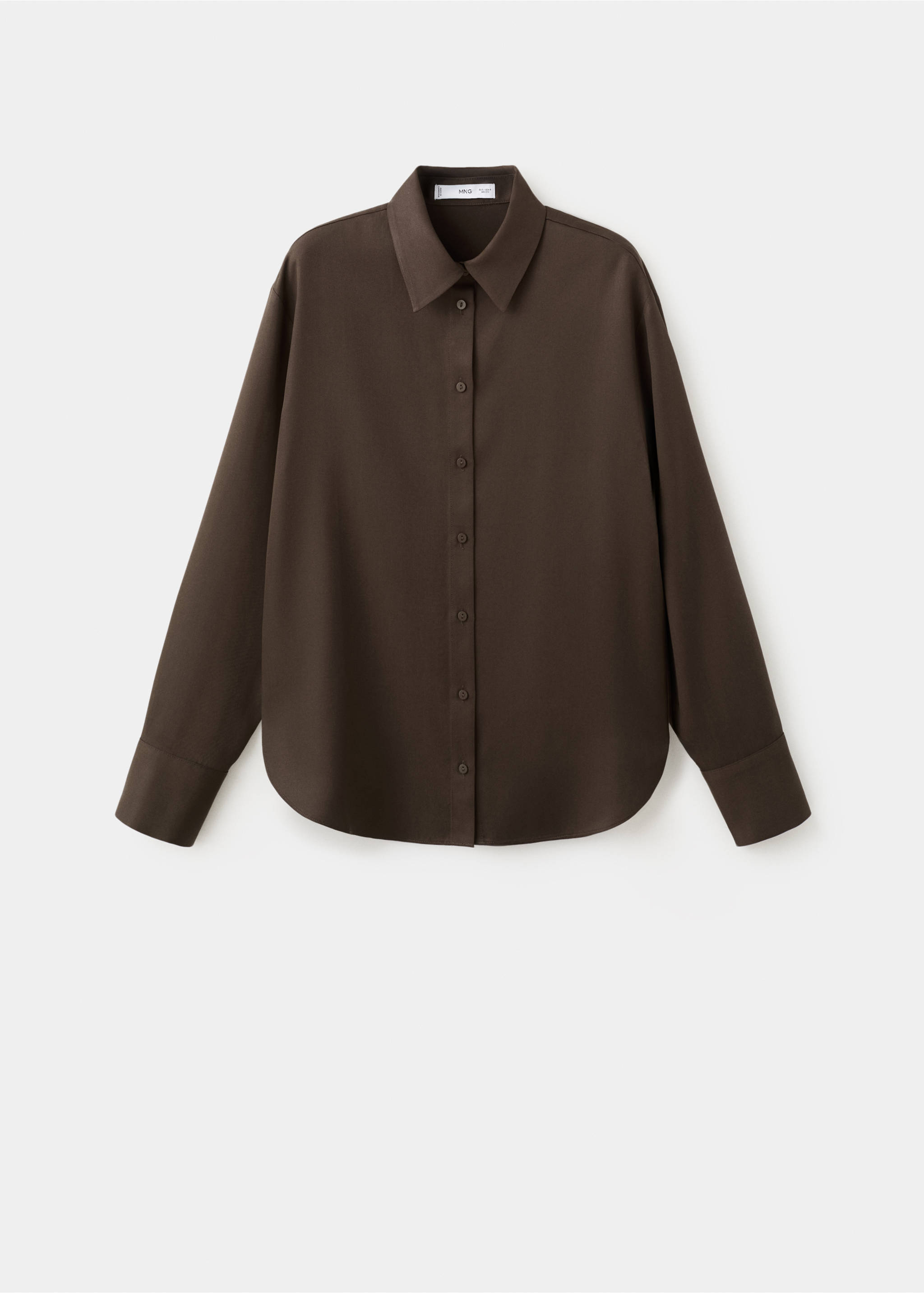 Straight lyocell shirt - Article without model, Brown. Ref: 27094079-00.