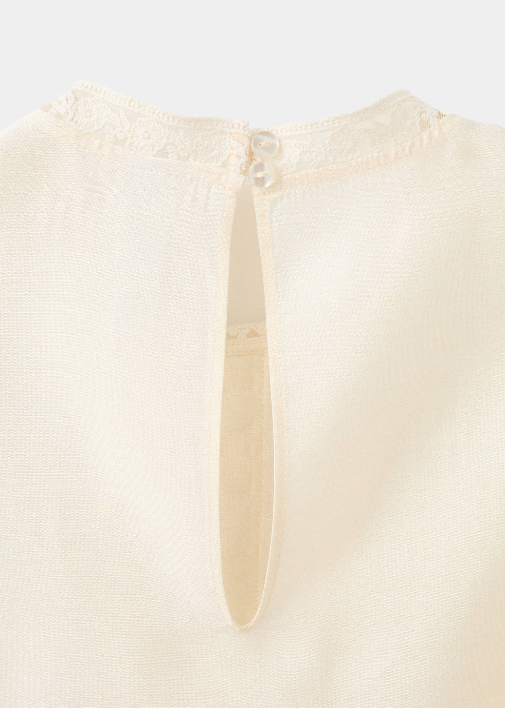 Cotton blouse with floral embroidery - Details of the article 0, Ecru. Ref: 27094082-00.
