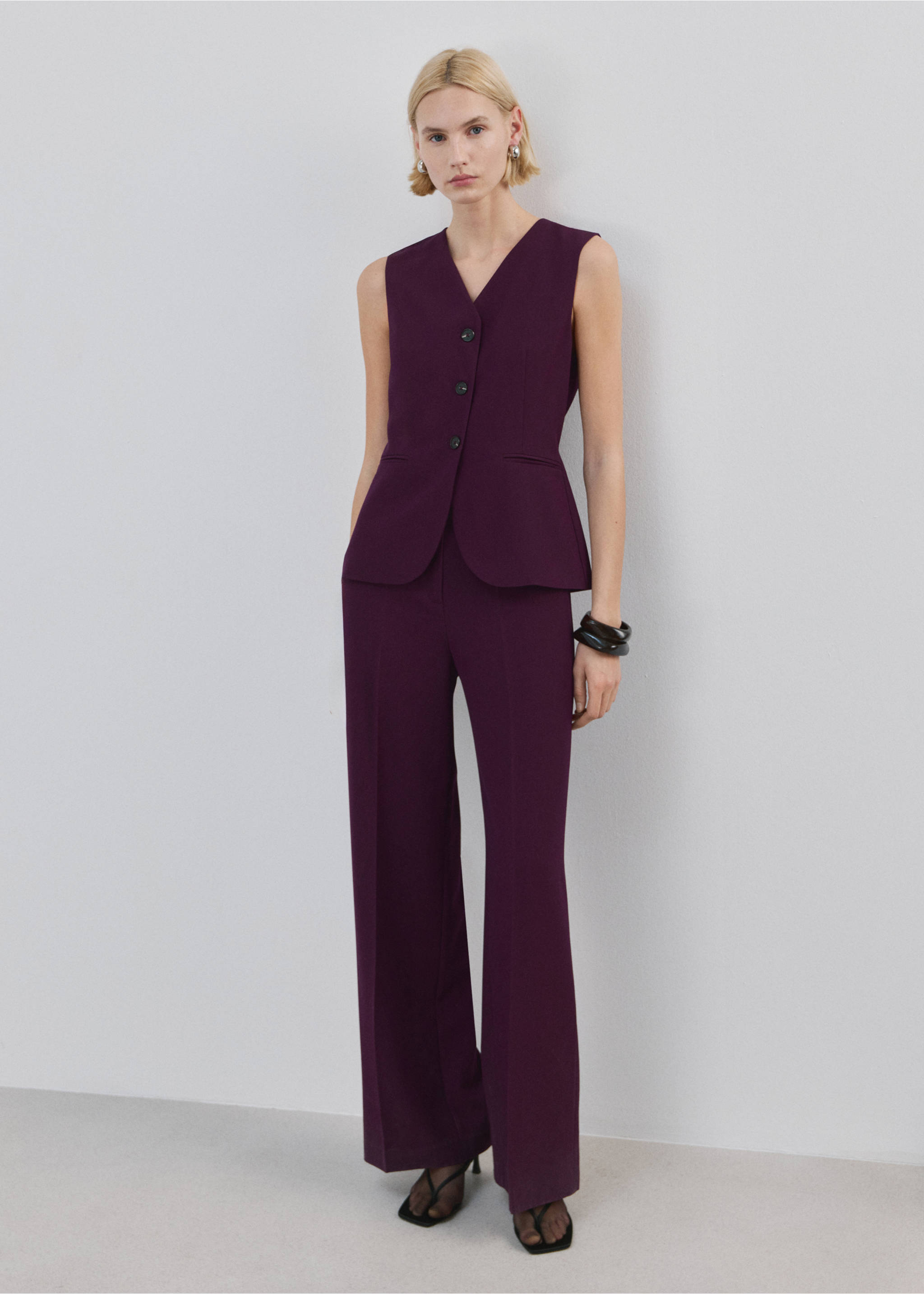 Long suit-style jumpsuit - General plane, Plum. Ref: 27094084-00.