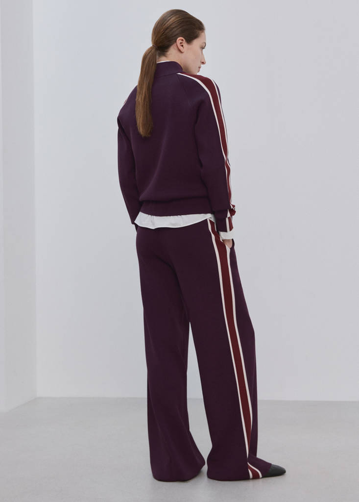 Knitted trousers with contrasting stripes — Wine
