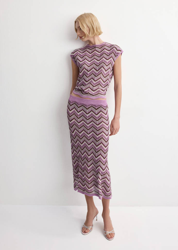 Flared knitted skirt — Purple