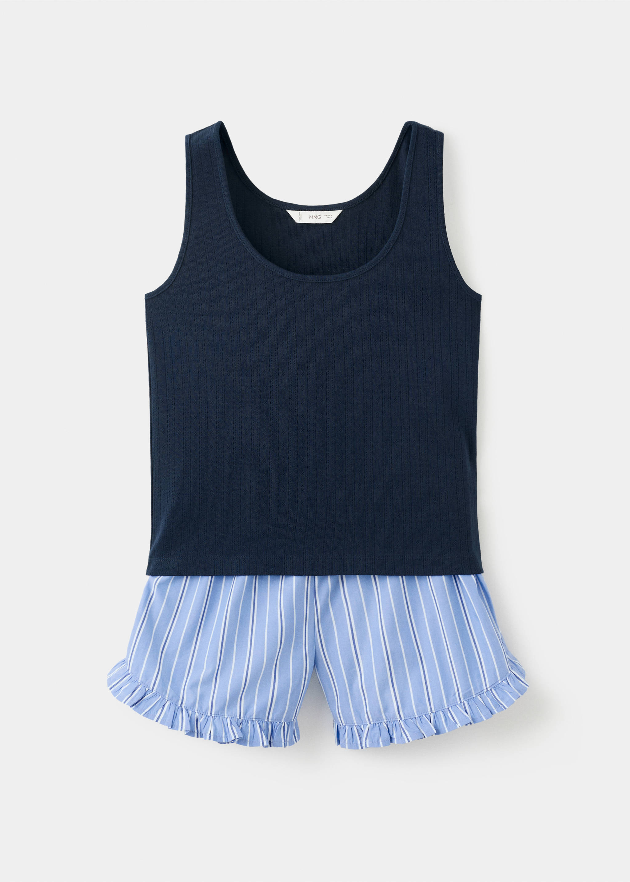 Pijama curt cotó - Article sense model, Blau marí. Ref: 27094092-00.