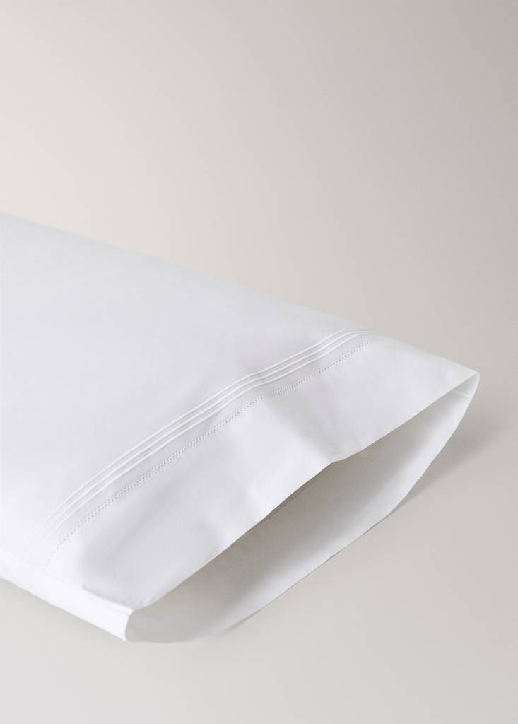 Percale cotton pillowcase with hemstitch 50x75 cm — White