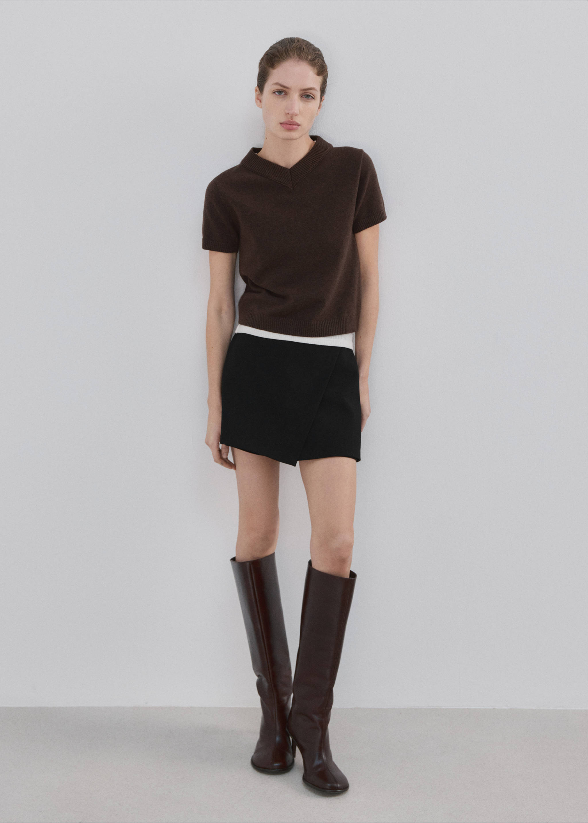 Falda pantalón cruzada - Plano general, Negro. Ref: 27094095-00.