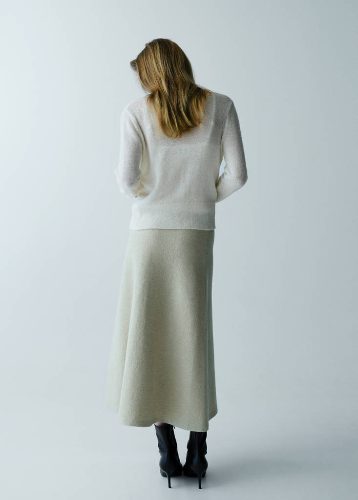Lace knit cardigan — Ecru