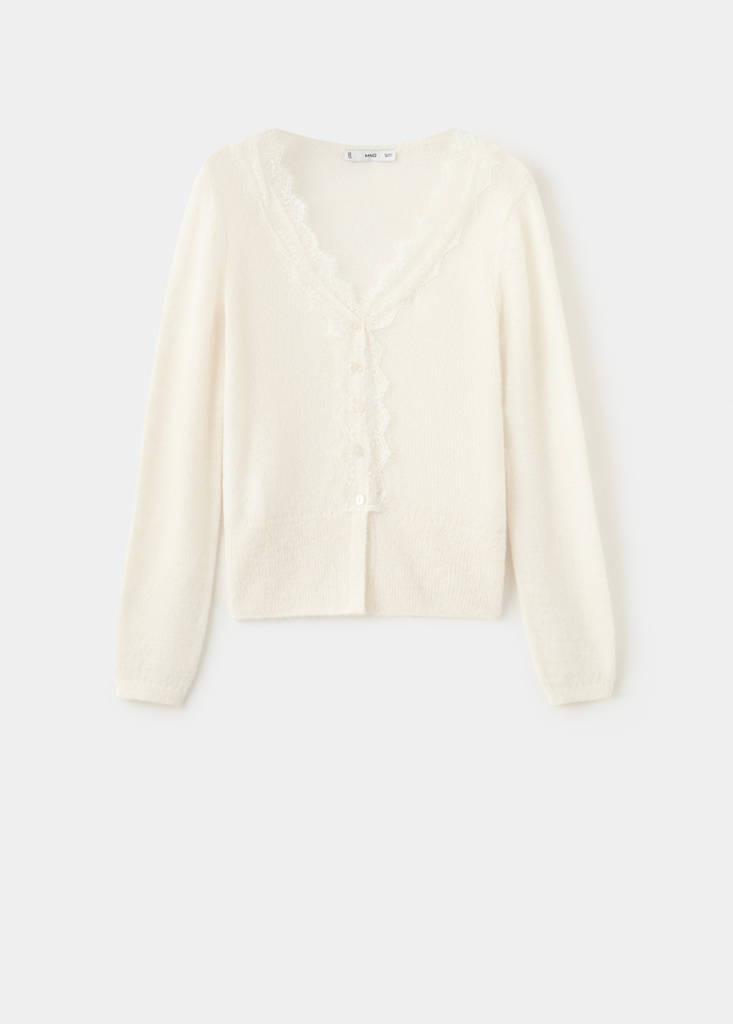 Lace knit cardigan — Ecru