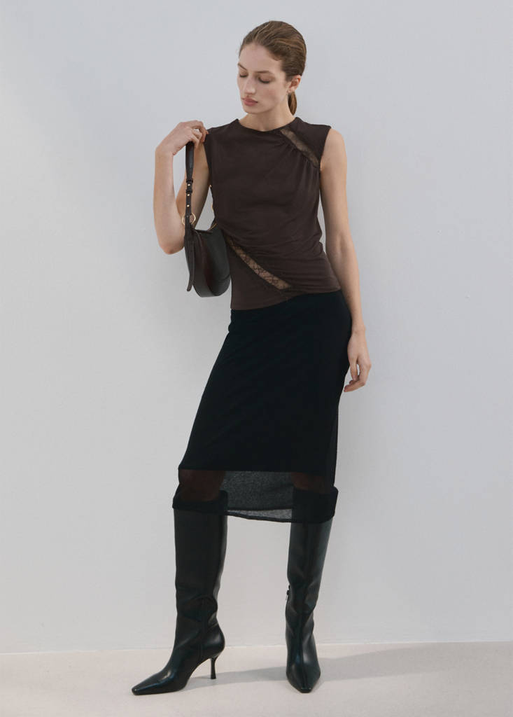 Ruched fitted top — Brown