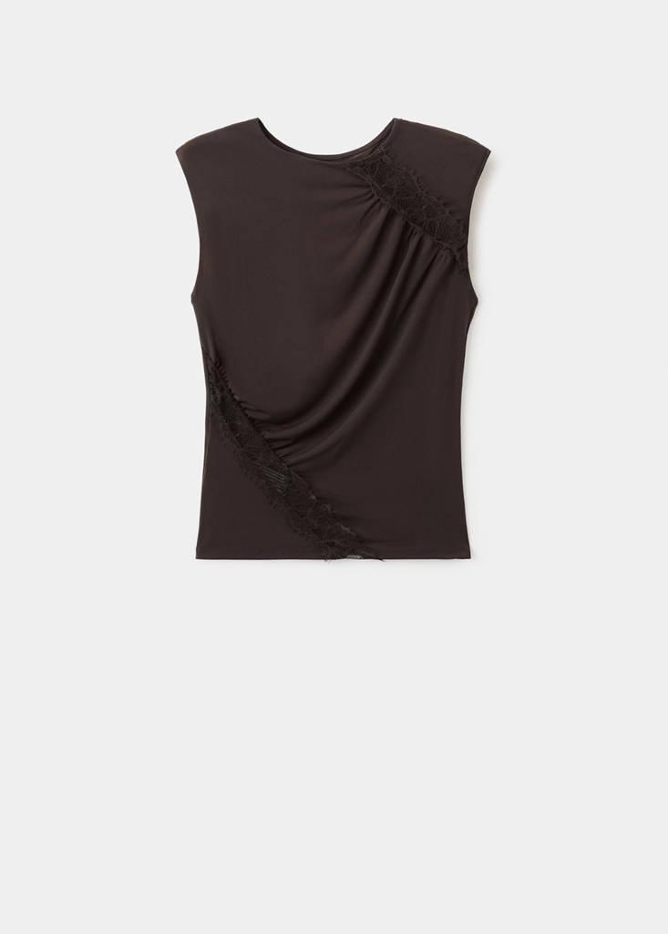 Ruched fitted top — Brown