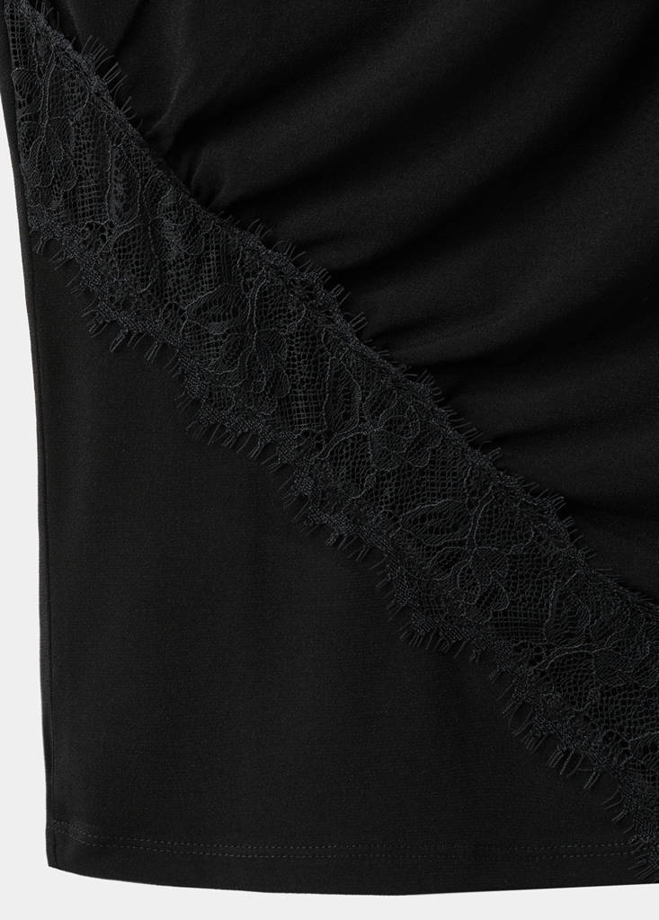 Ruched fitted top — Black