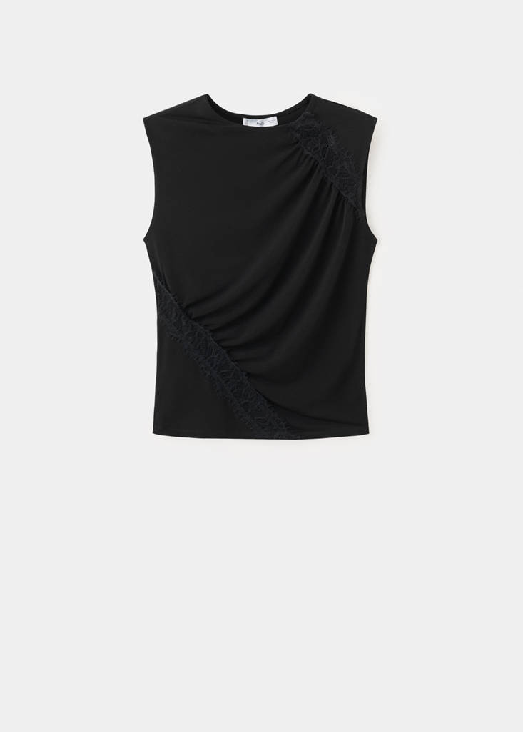 Ruched fitted top — Black