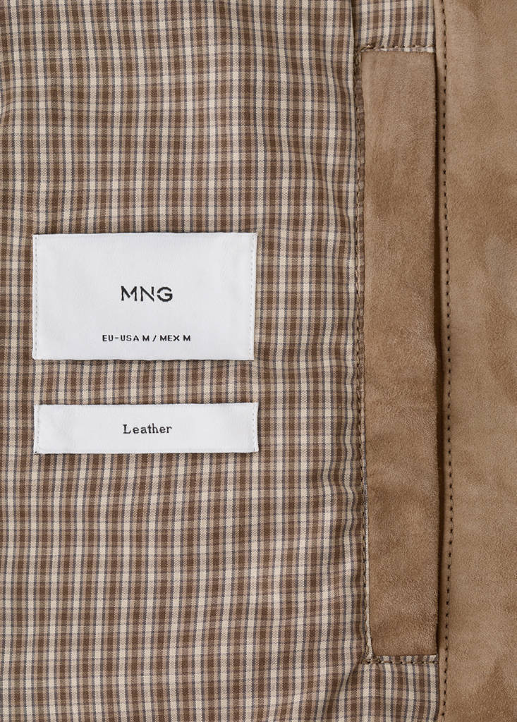 Wildlederjacke aus 100 % Leder mit Reißverschluss — Sandfarben
