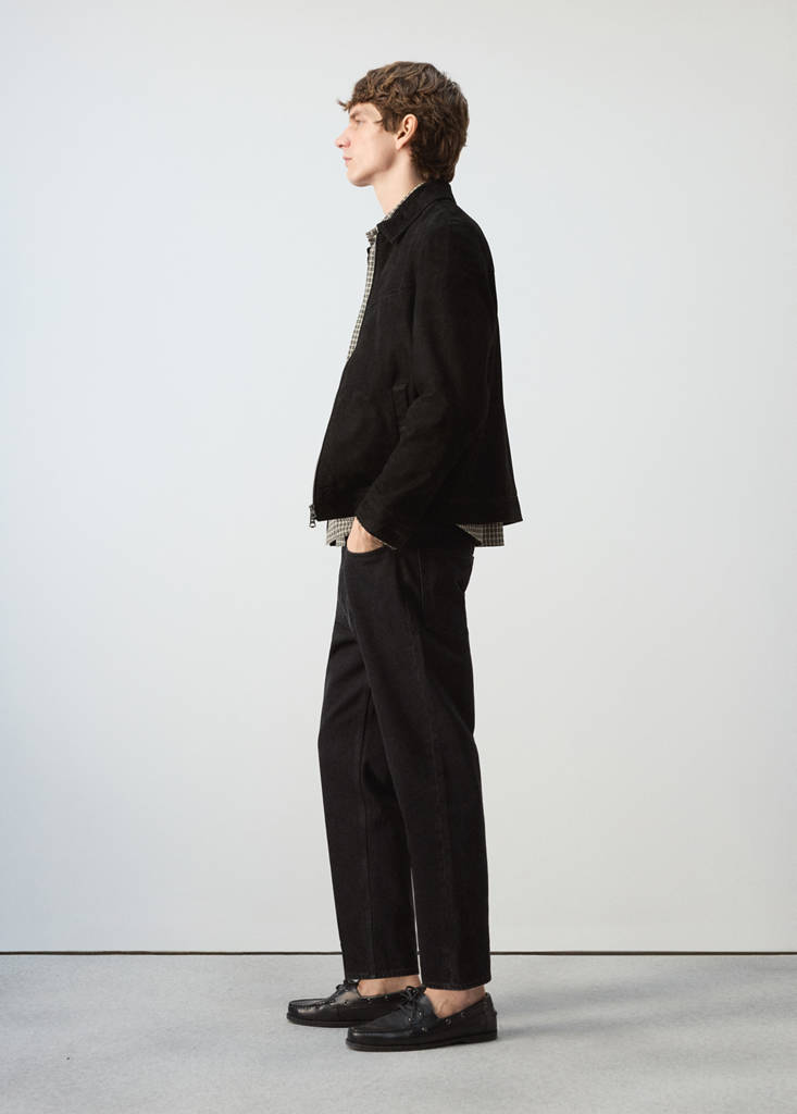Wildlederjacke aus 100 % Leder mit Reißverschluss — Schwarz