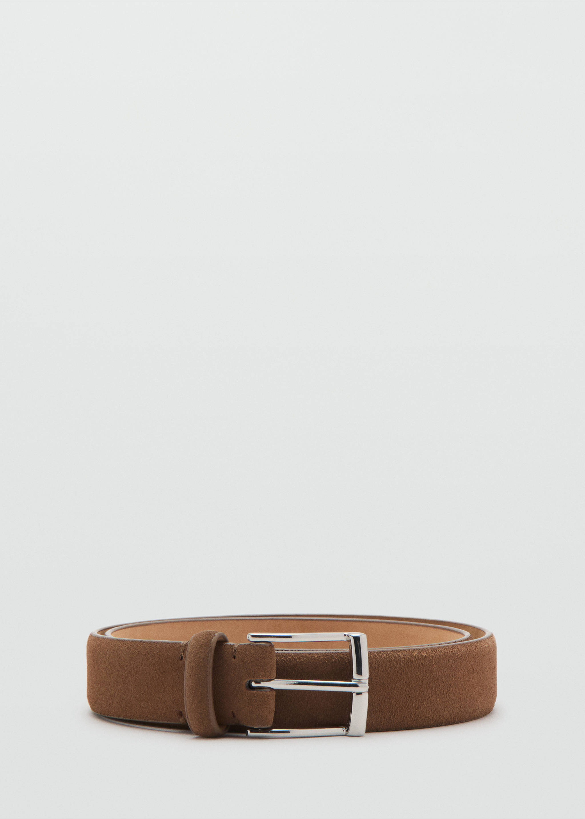Suede leather belt - Article without model, Medium Brown. Ref: 27094409-00.
