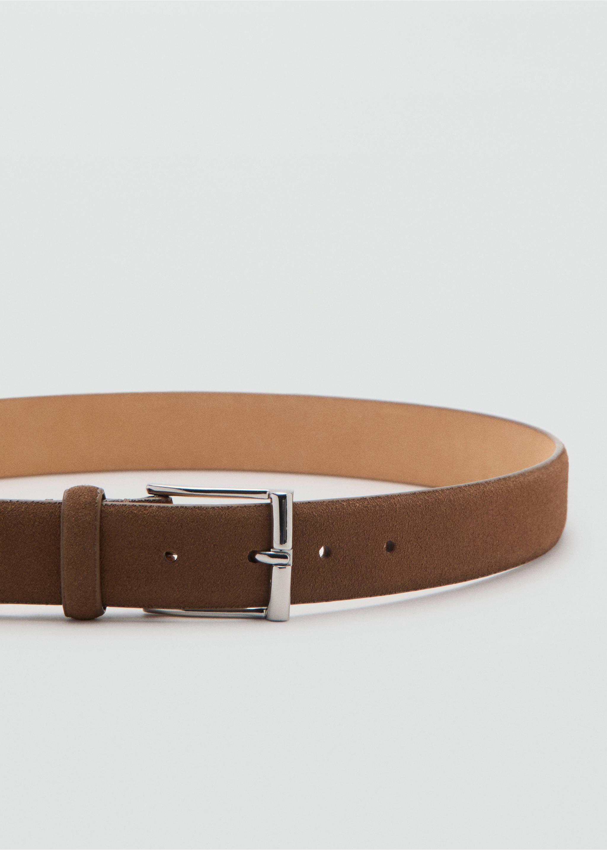 Suede leather belt - Medium plane, Medium Brown. Ref: 27094409-00.