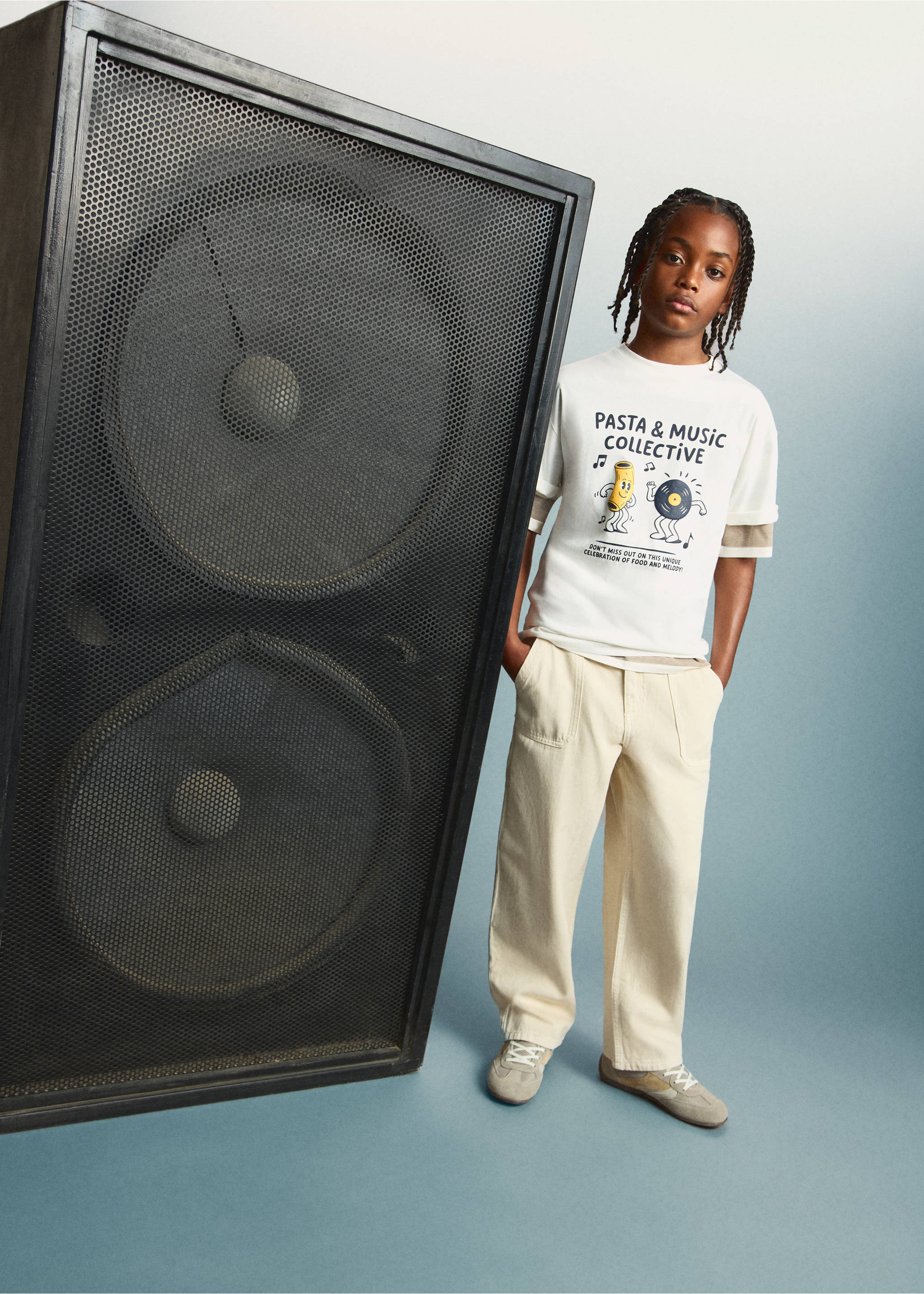 印花棉质混纺T恤 - null, 灰白. Ref: 27094410-00.