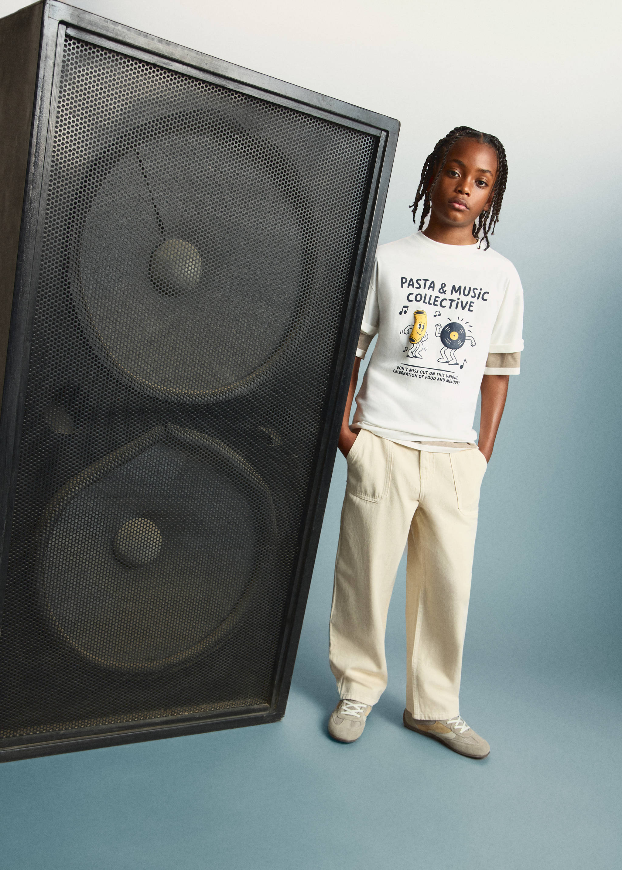 印花棉质混纺T恤 - null