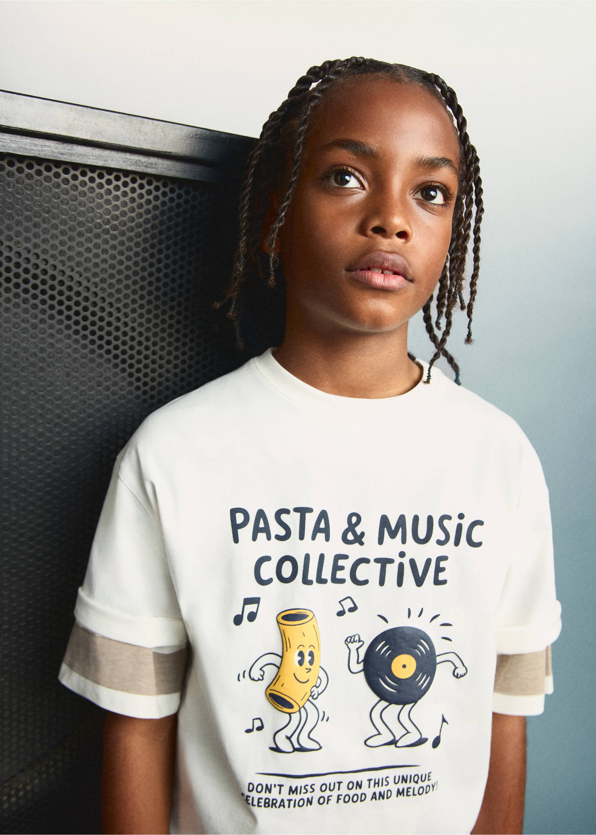 印花棉质混纺T恤 - null, 灰白. Ref: 27094410-00.