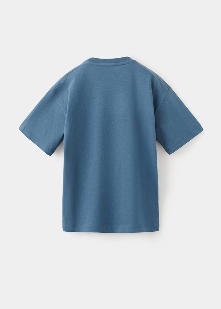 Printed cotton-blend t-shirt — Blue