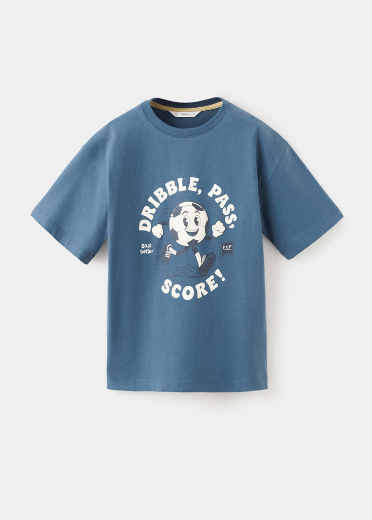 Printed cotton-blend t-shirt — Blue