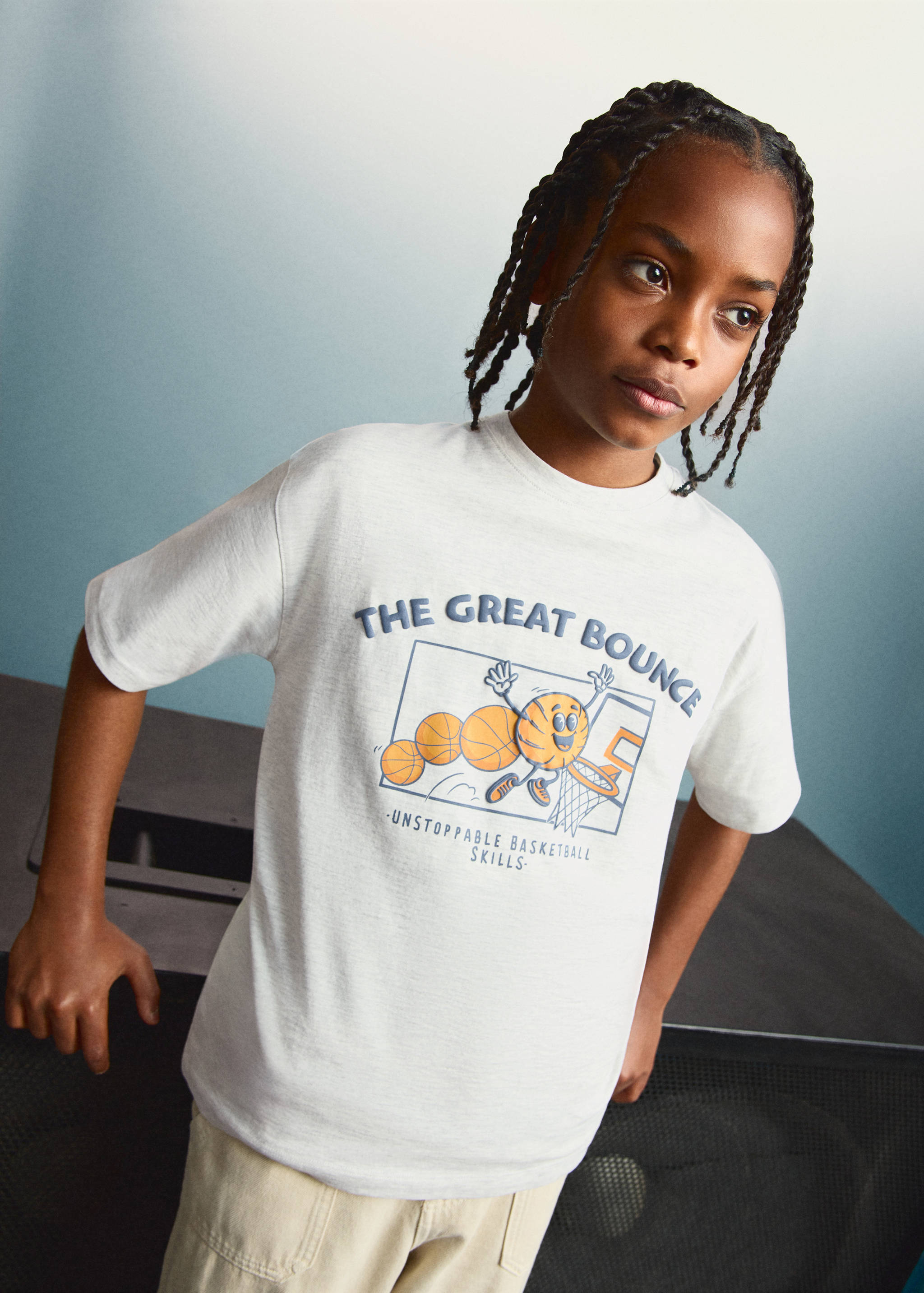 印花棉质混纺T恤 - null