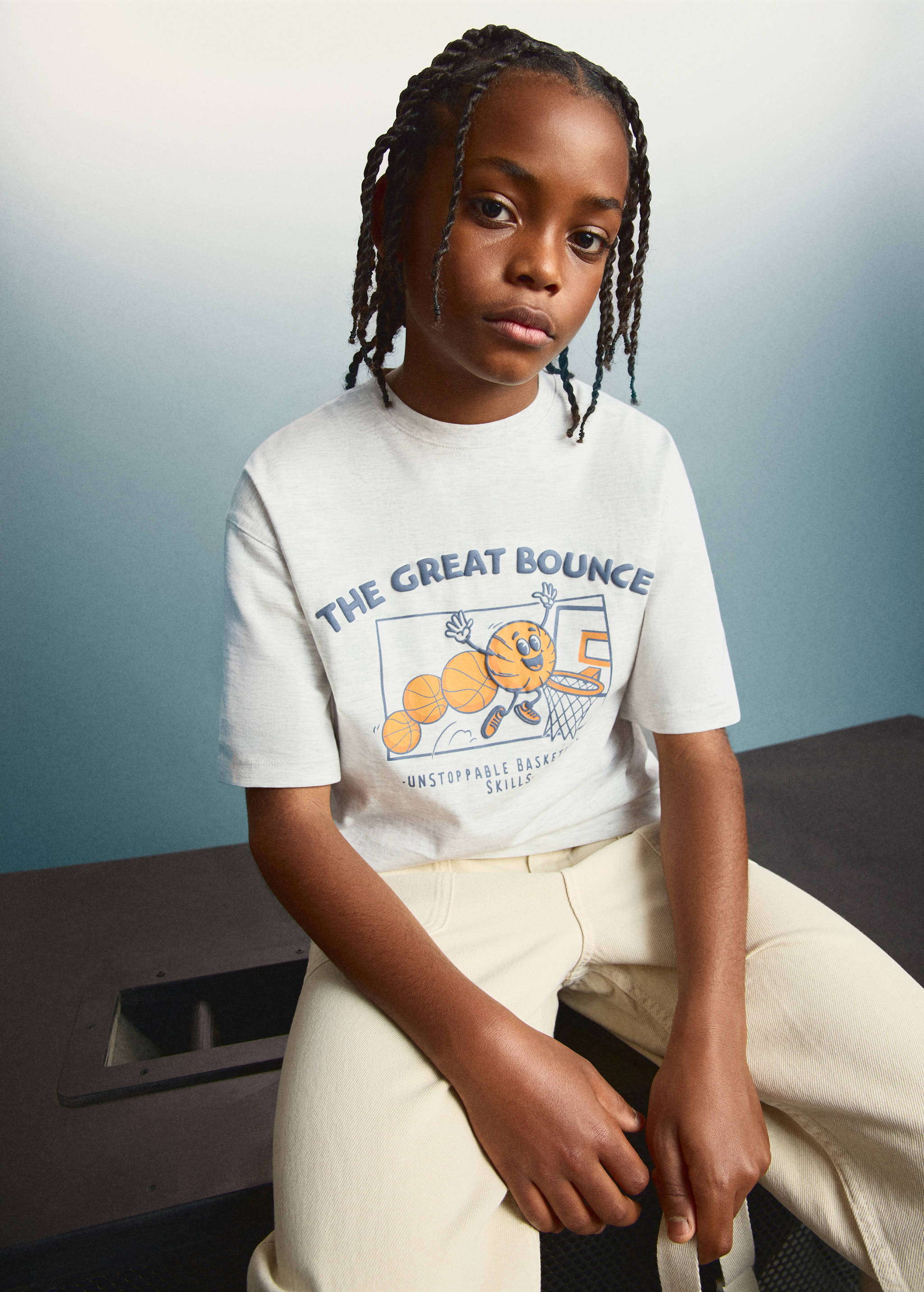 印花棉质混纺T恤 - null