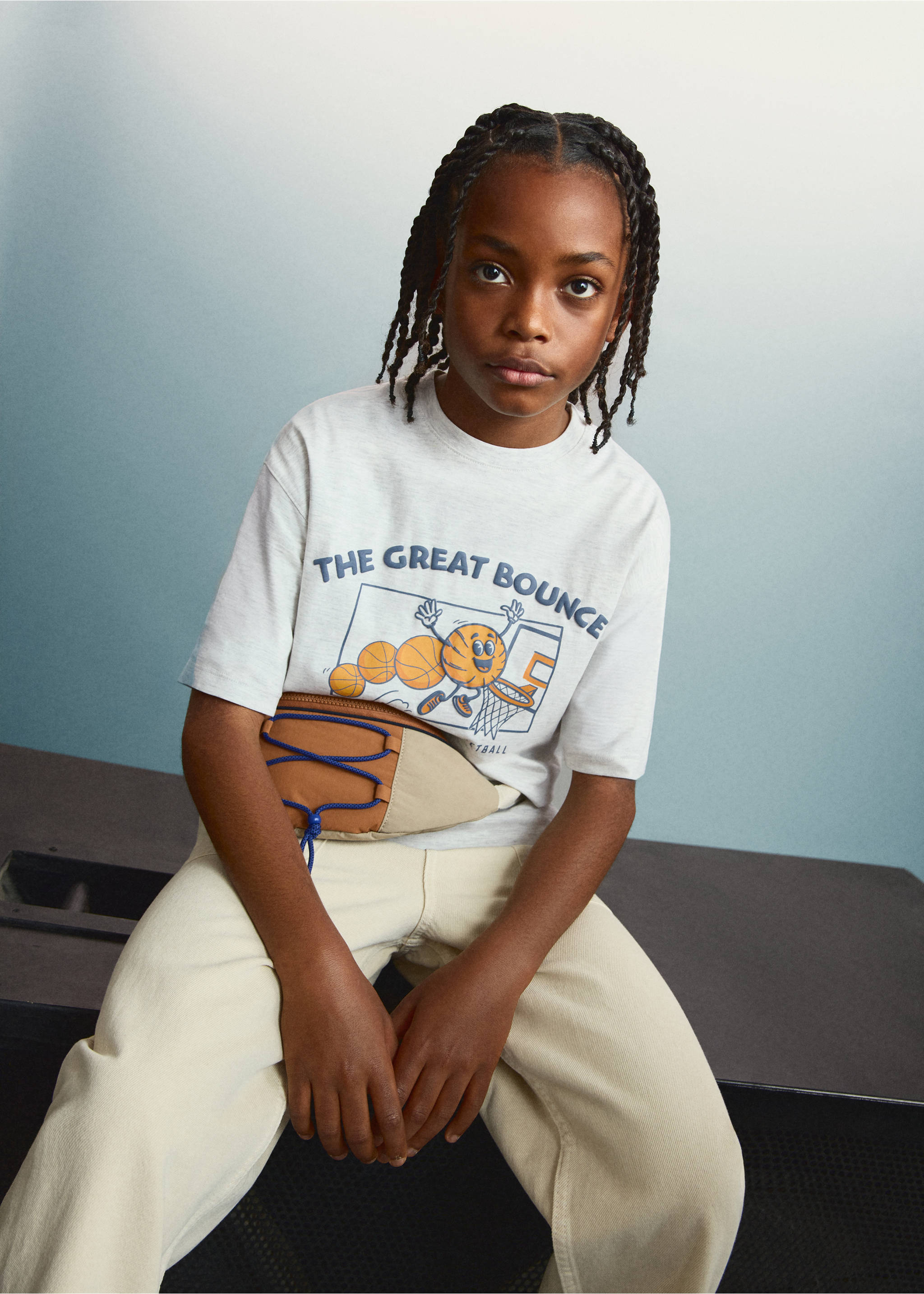 印花棉质混纺T恤 - null, 石楠花淡灰. Ref: 27094410-00.