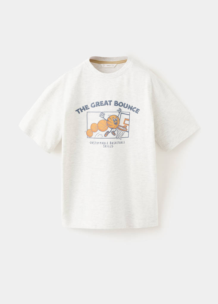 Printed cotton-blend t-shirt — Light Heather Grey