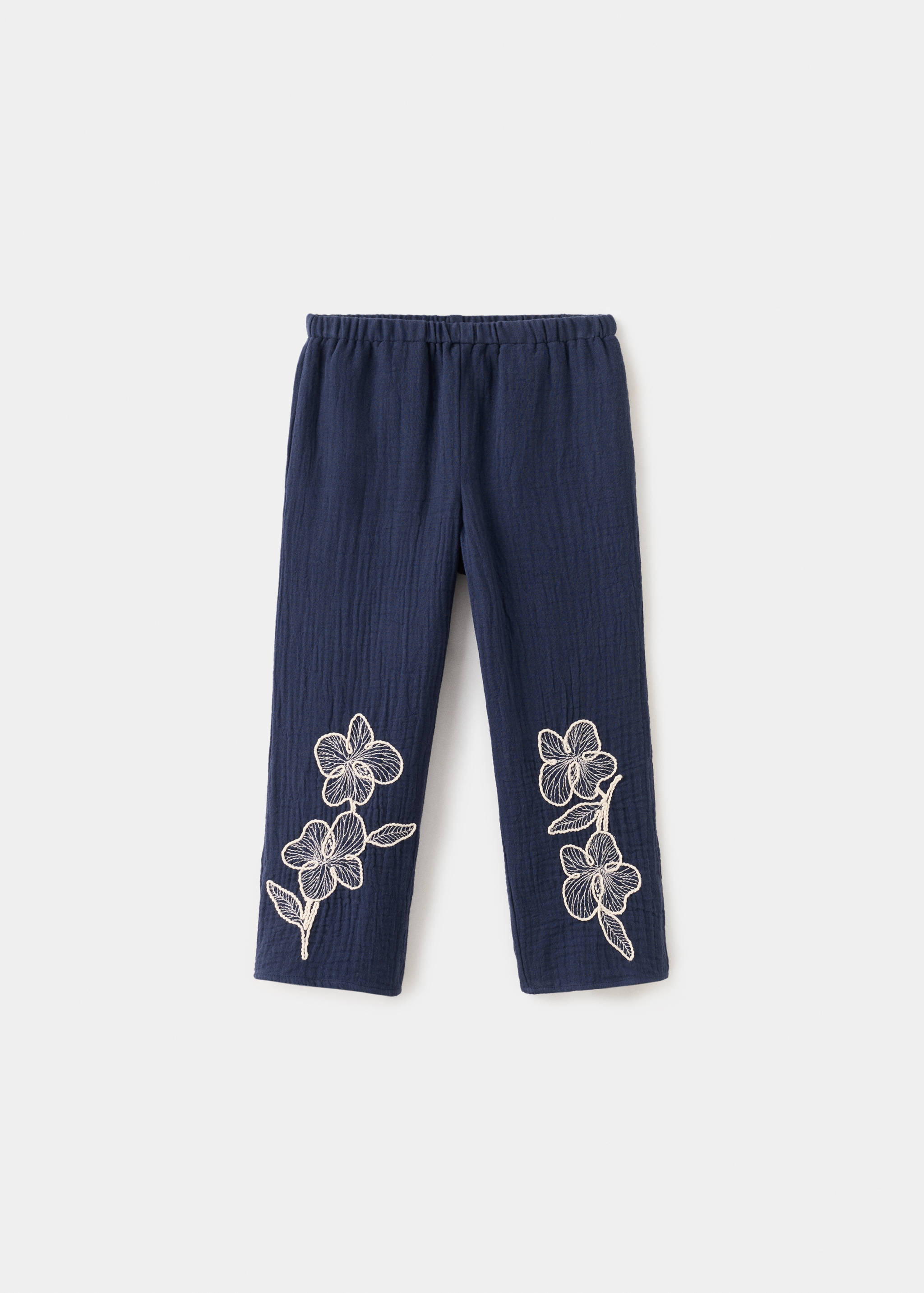 Embroidered floral cotton trousers - Article without model