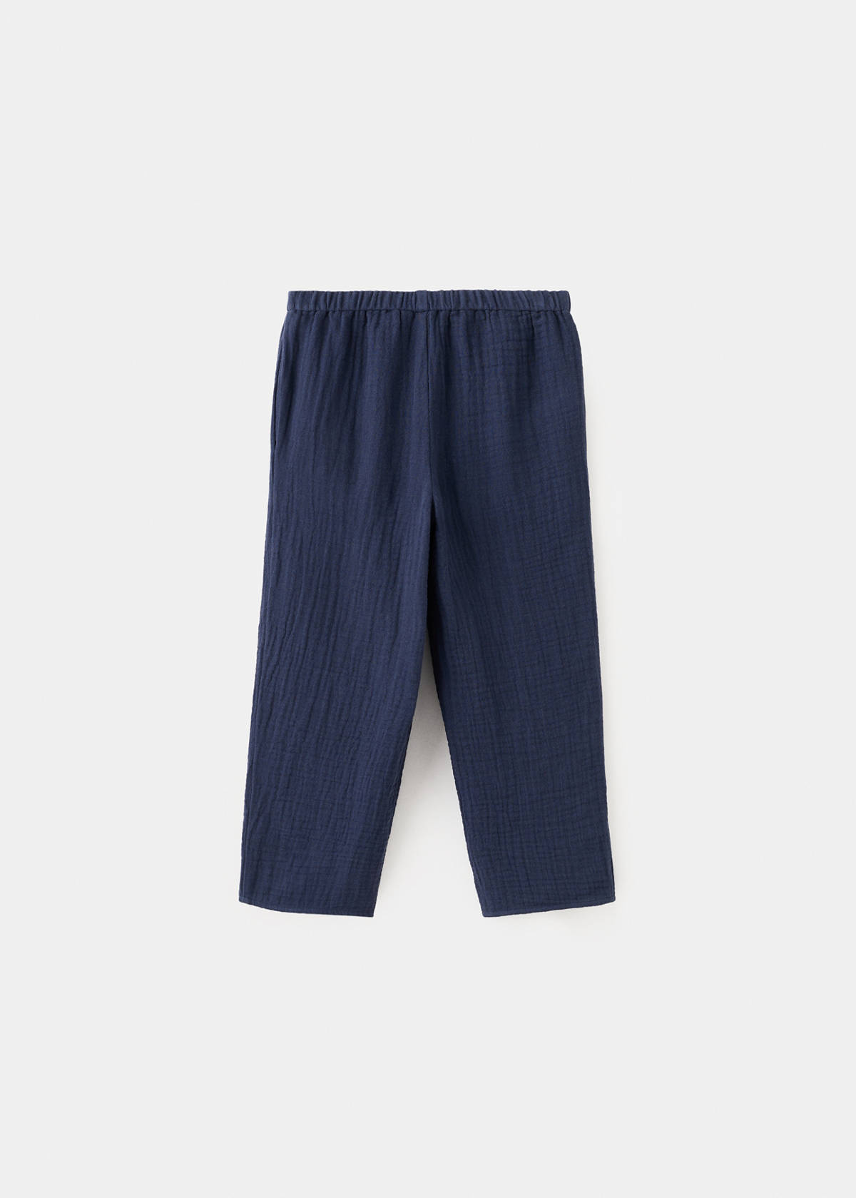 Embroidered floral cotton trousers — Navy