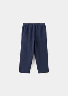 Embroidered floral cotton trousers — Navy 5