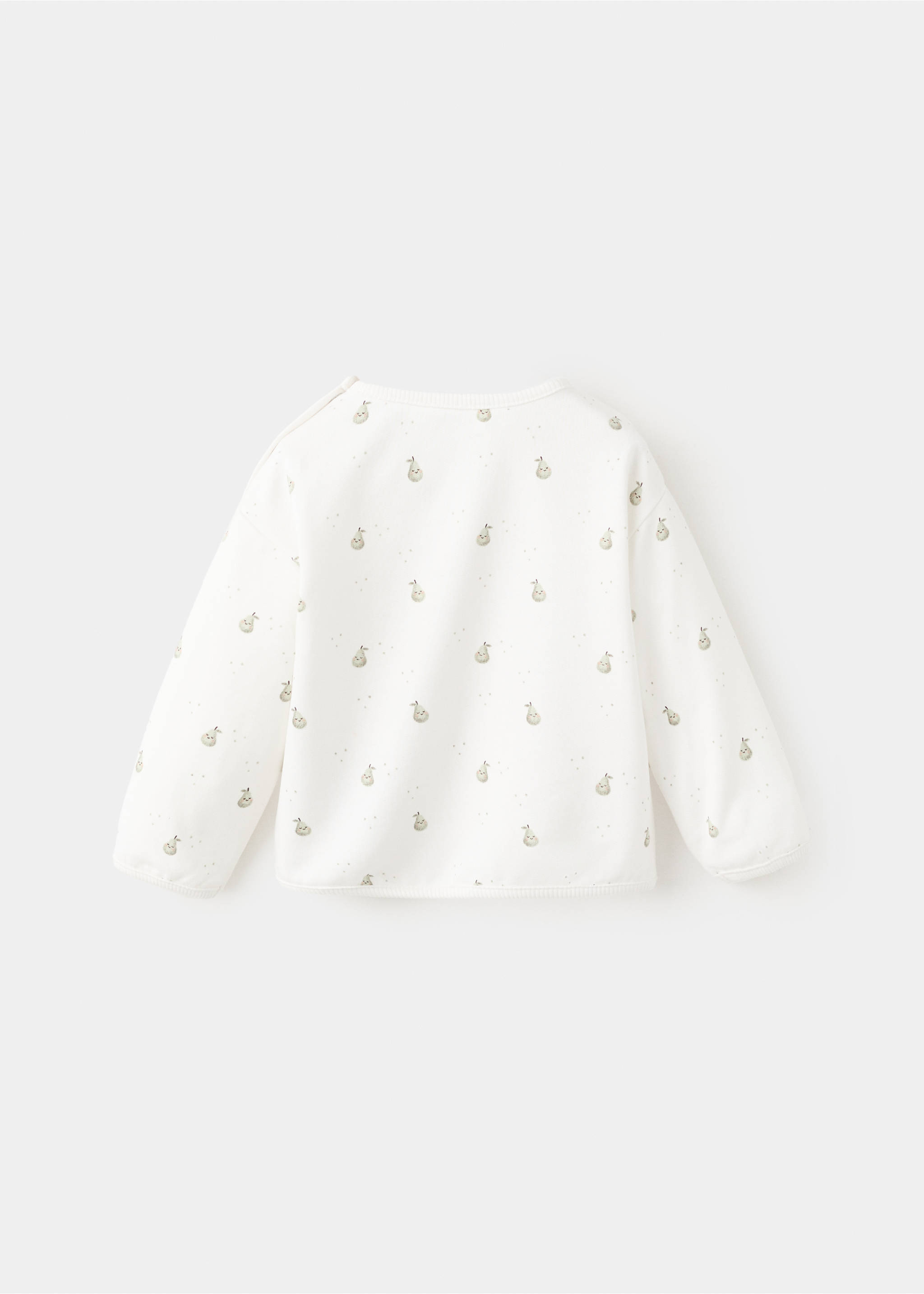 Suéter algodão estampada - Verso do artigo, Branco-pérola. Ref: 27094414-00.