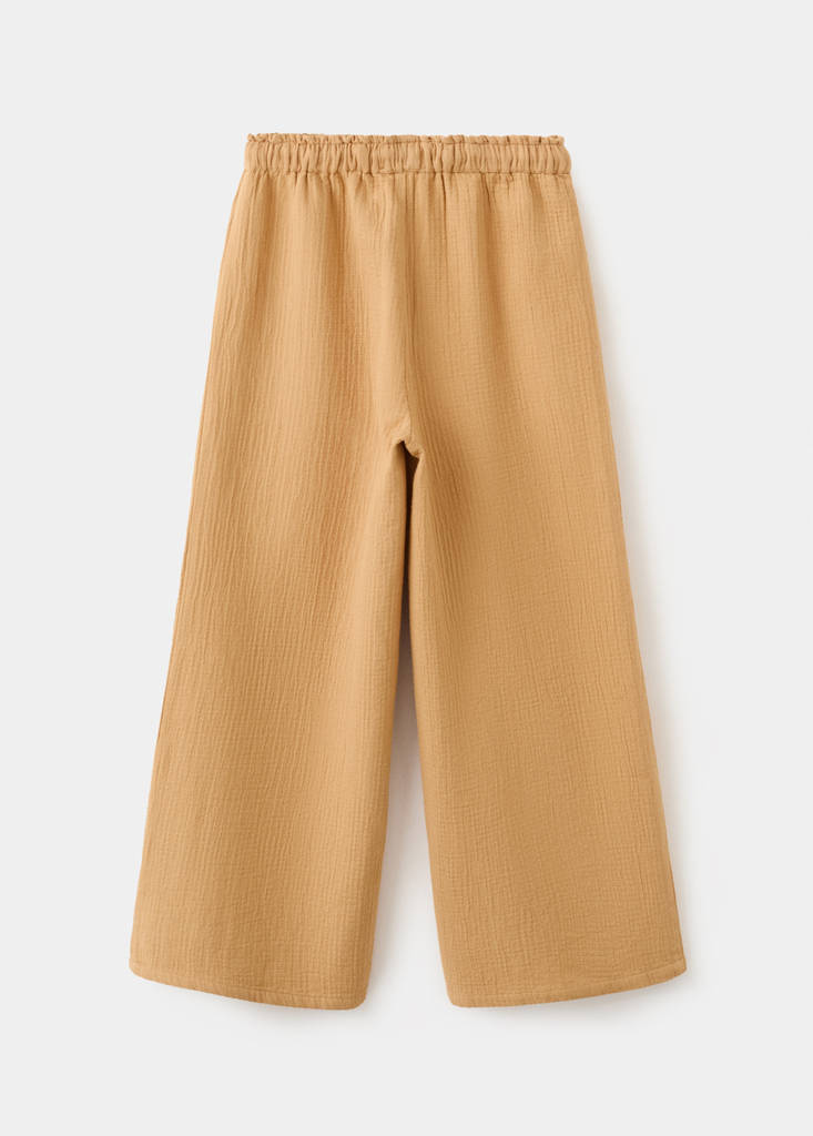 Textured embroidered pants — Mustard