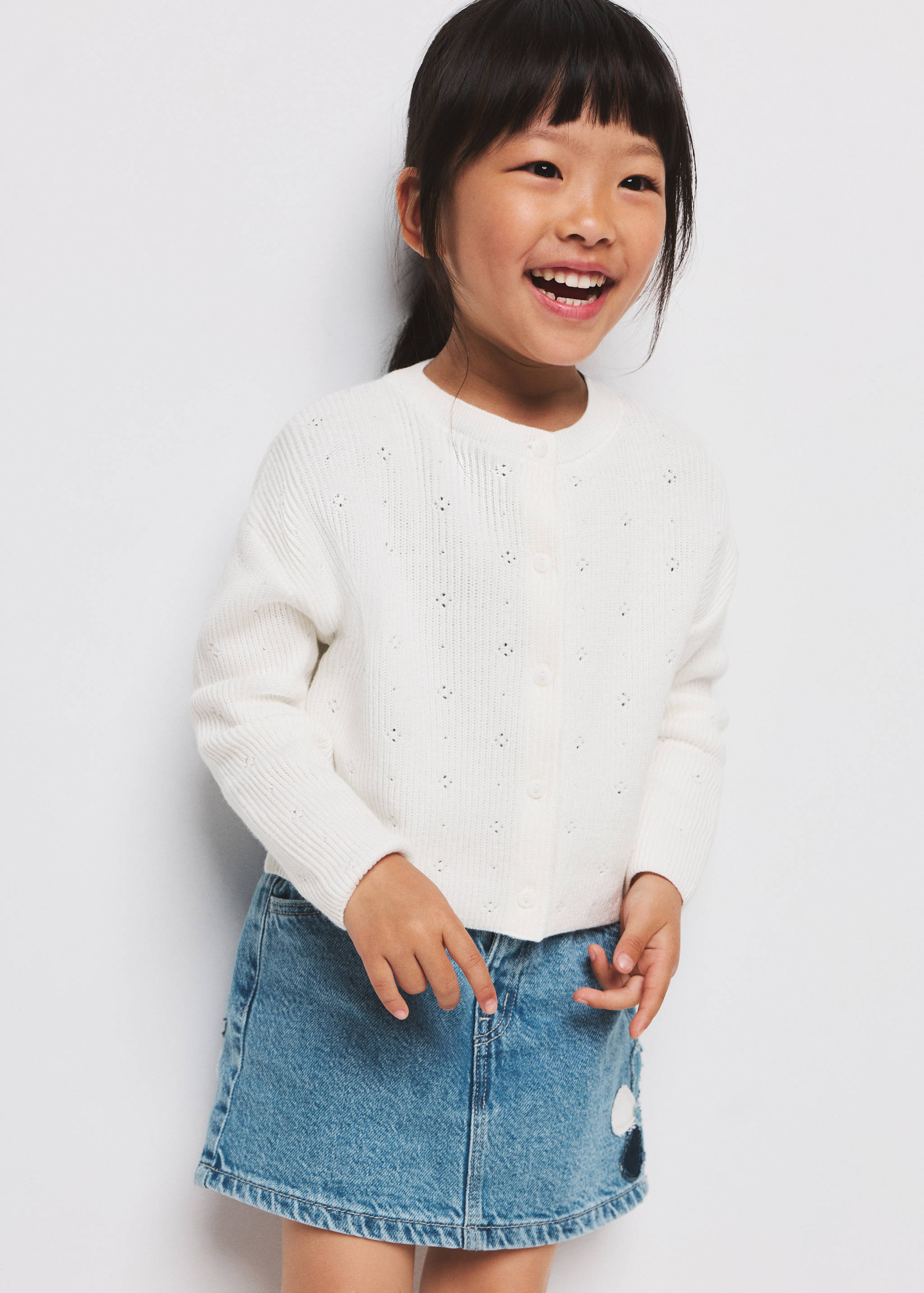 Openwork detail knit cardigan - General plane