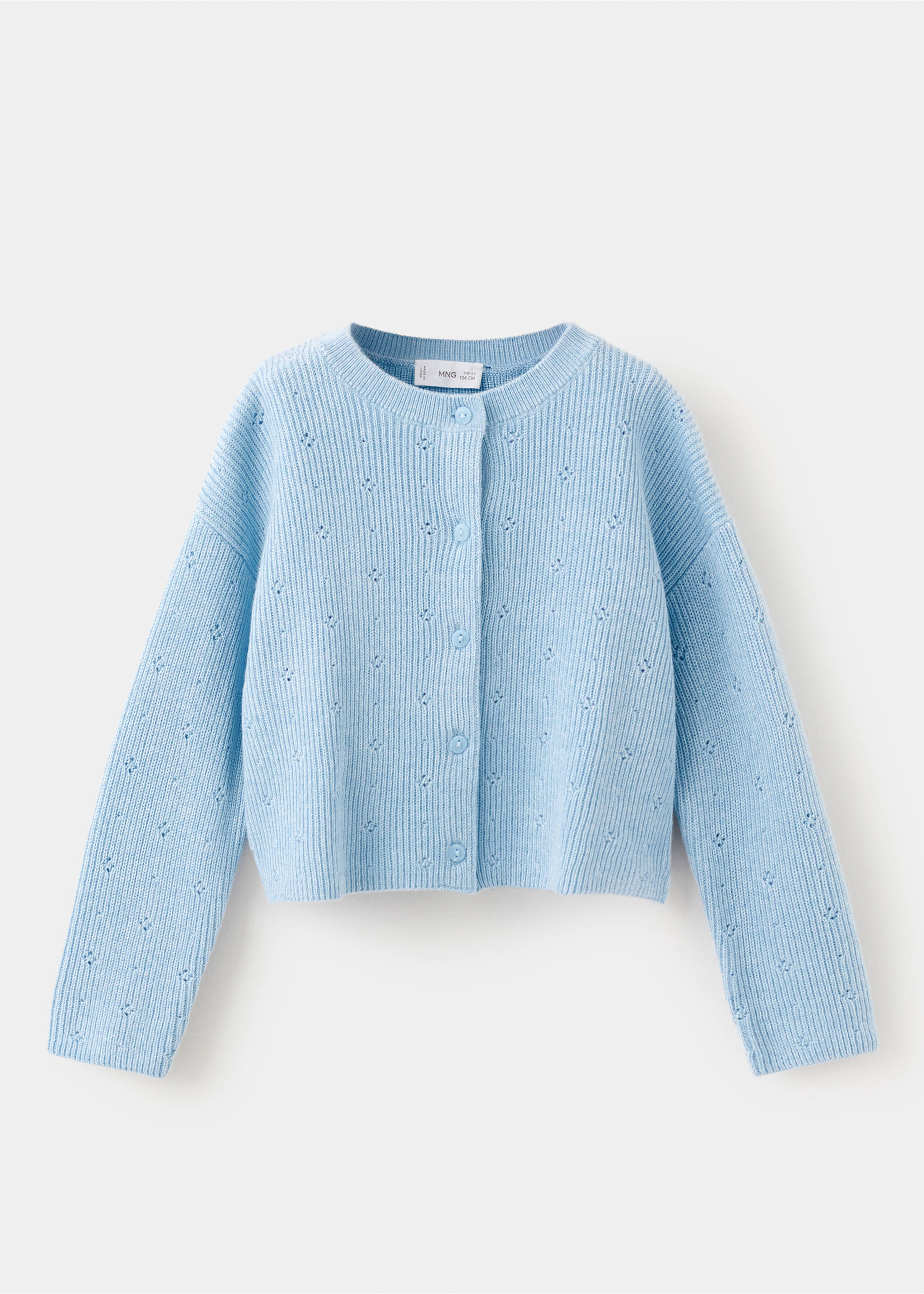 Strick-Cardigan mit Lochmusterdetails - Artikel ohne Model, Himmelblau. Ref: 27094417-00.