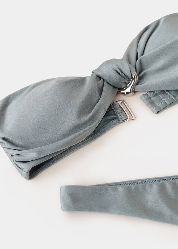 Metallic detail bandeau bikini top — Grey