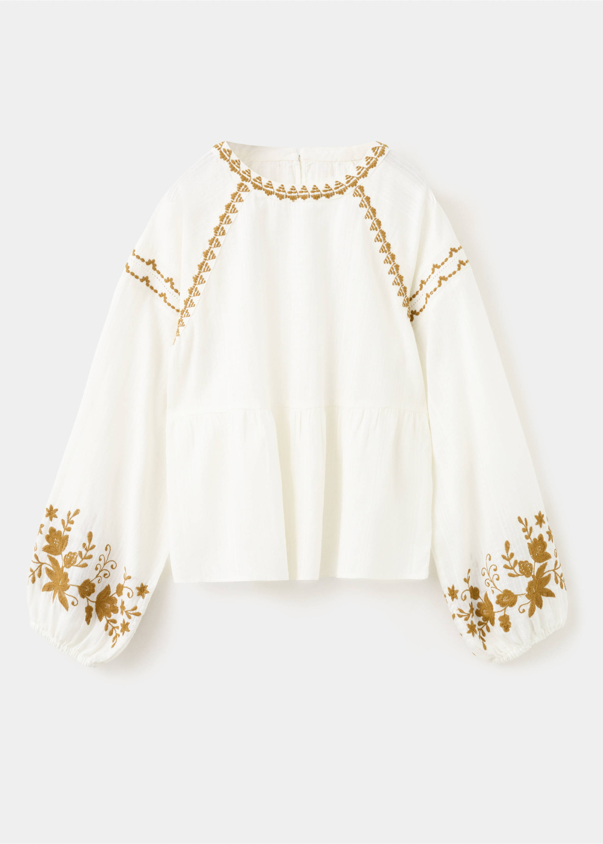 Embroidered printed blouse - Article without model, White. Ref: 27094422-00.