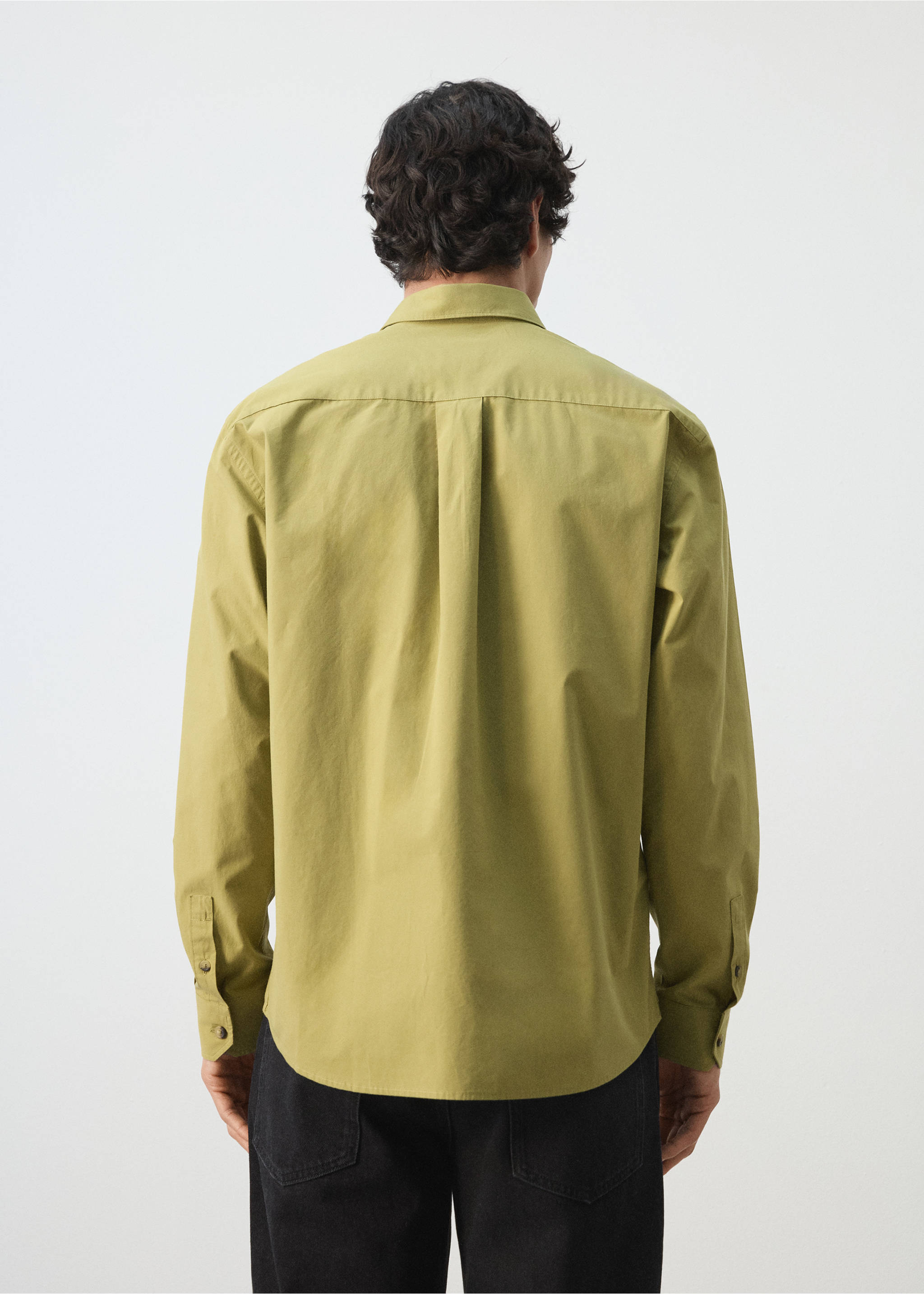 100% cotton relaxed-fit shirt - Reverse of the article, Olive Green. Ref: 27094424-00.