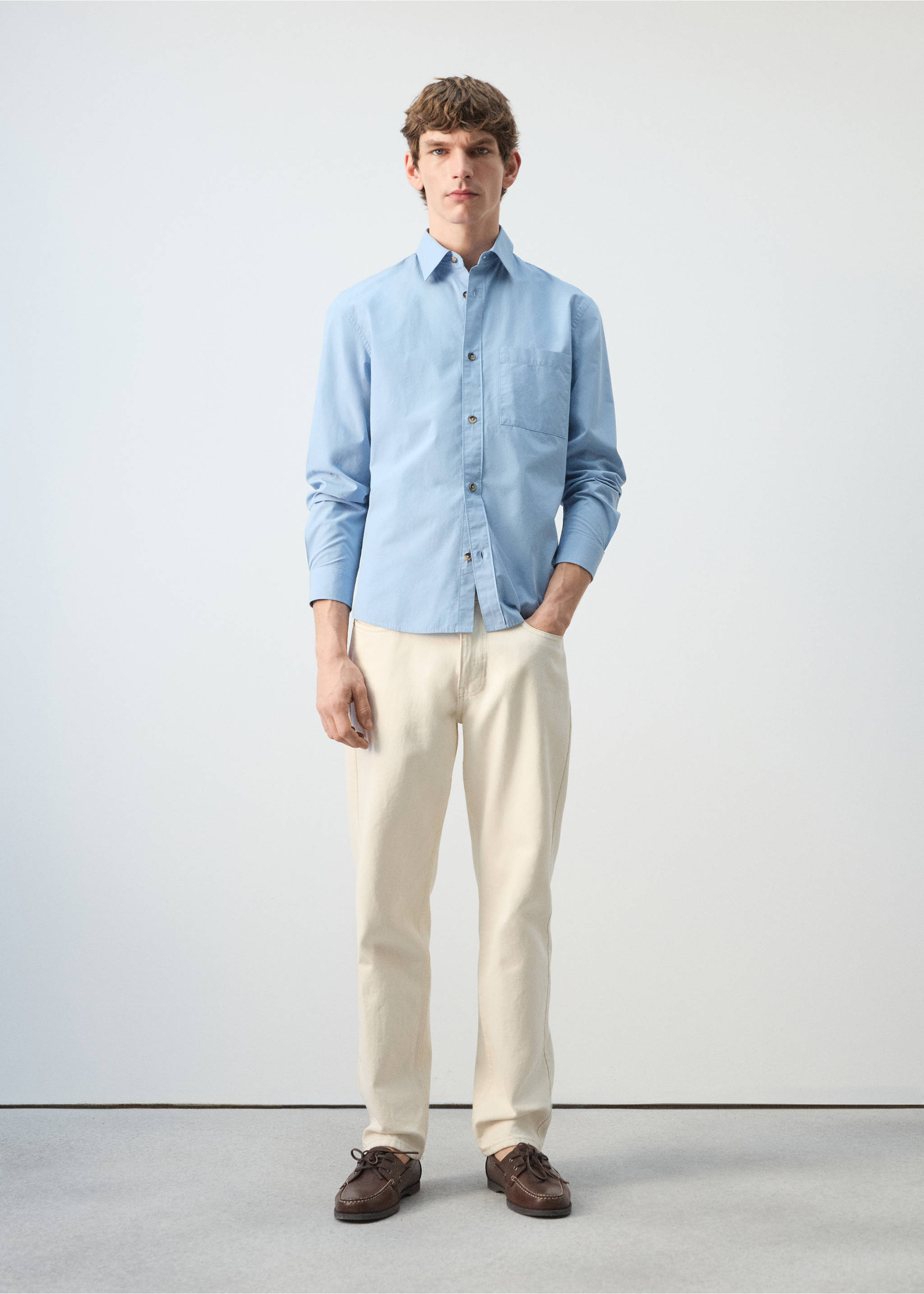 Camisa 100% algodón relaxed fit - Plano general, Azul celeste. Ref: 27094424-00.