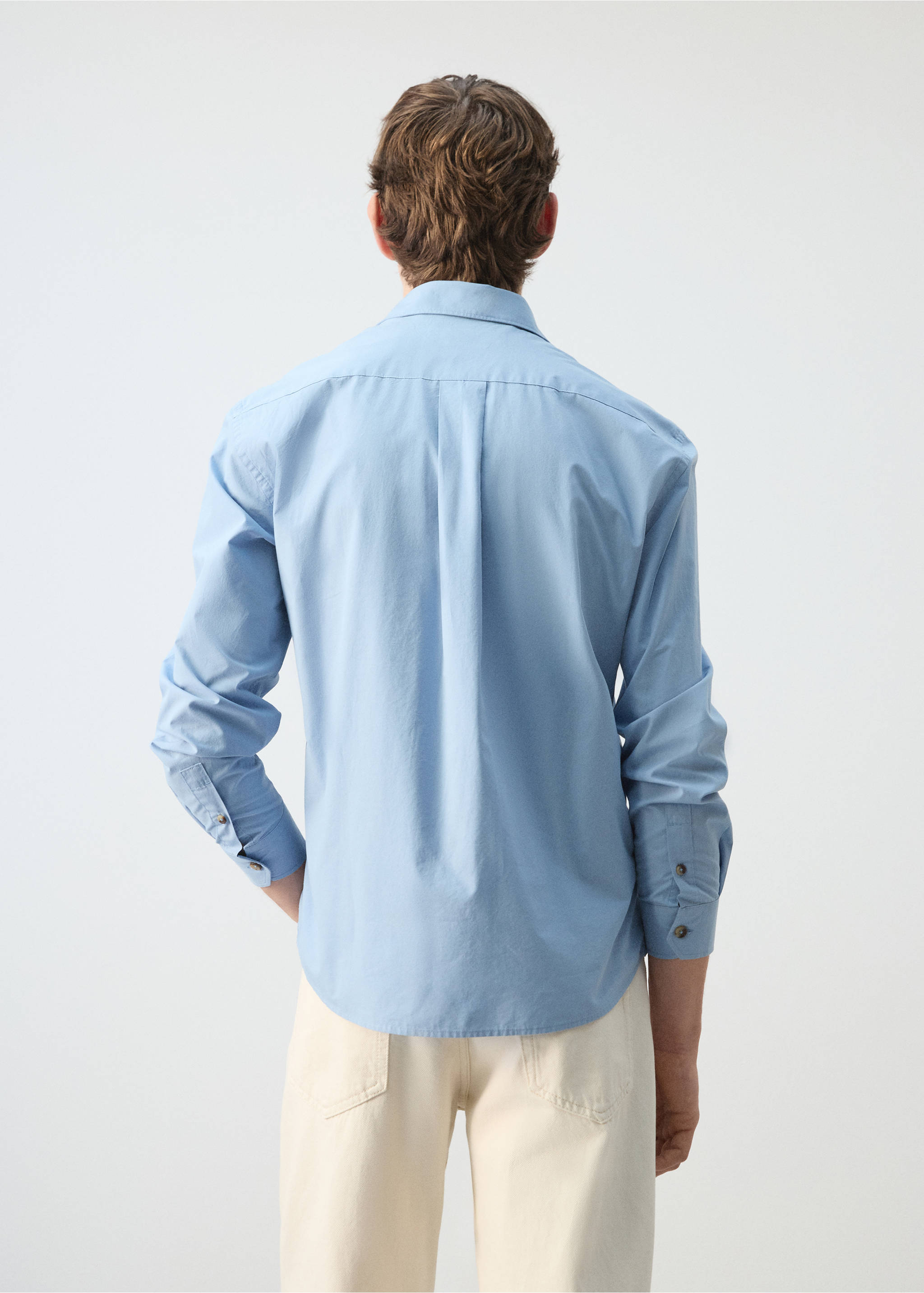 Camisa 100% algodón relaxed fit - Reverso del artículo, Azul celeste. Ref: 27094424-00.