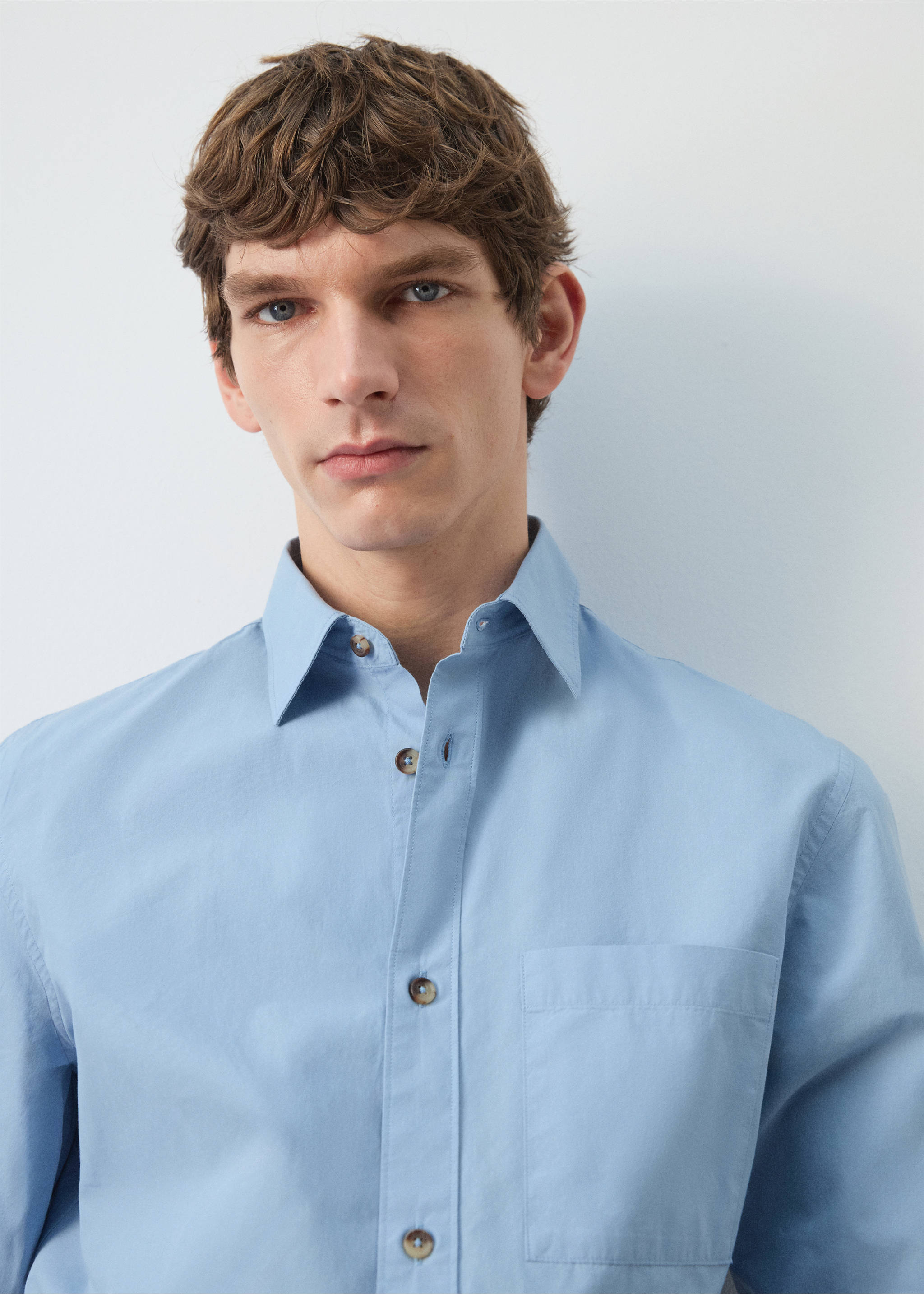 Camisa 100% algodón relaxed fit - Detalle del artículo 1, Azul celeste. Ref: 27094424-00.