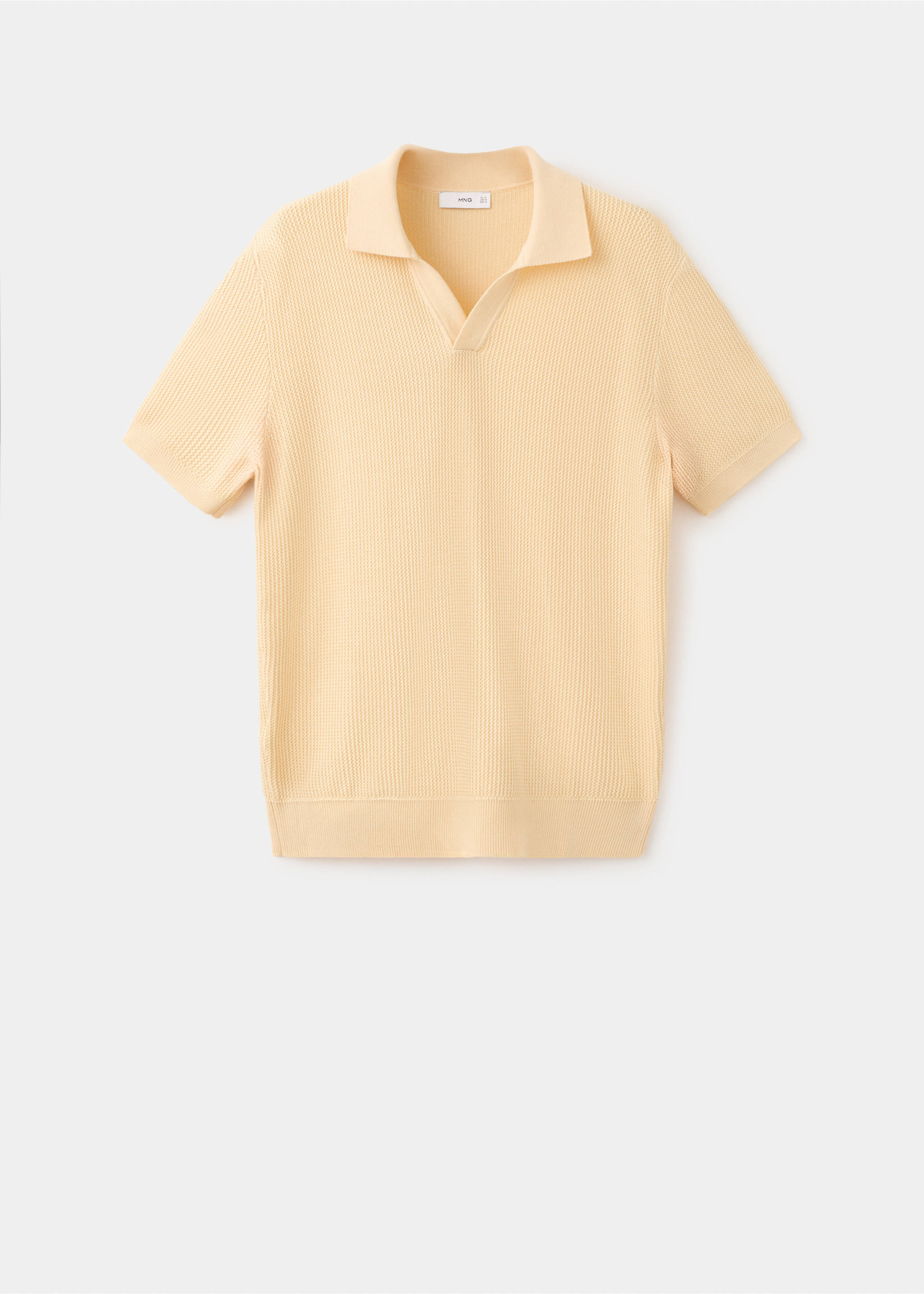 Gestructureerd gebreid poloshirt 100% katoen - Artikel zonder model, Pastelgeel. Ref: 27094425-00.
