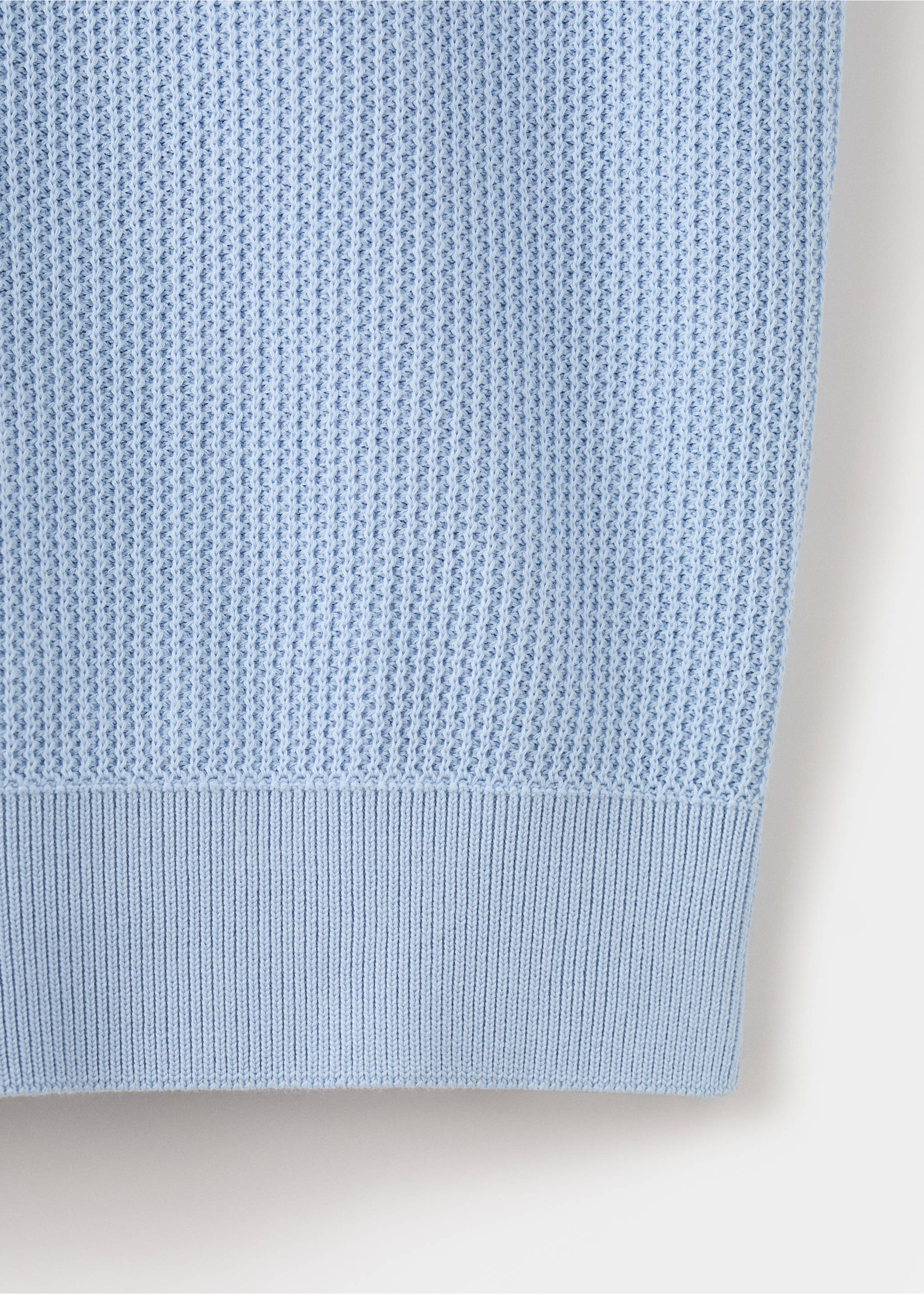 Strukturiertes Strick-Poloshirt aus 100 % Baumwolle - Detail des Artikels 8, Himmelblau. Ref: 27094425-00.