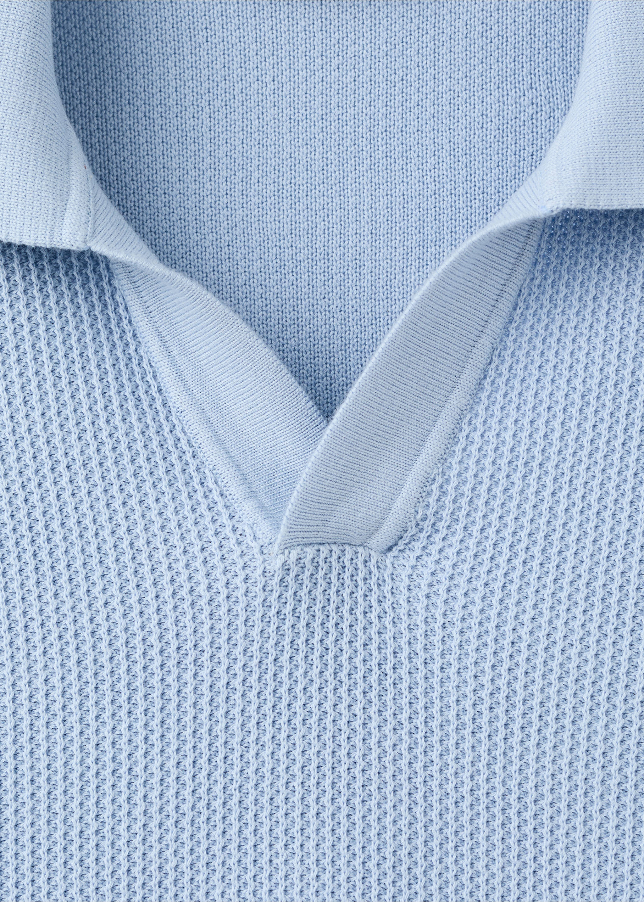 Strukturiertes Strick-Poloshirt aus 100 % Baumwolle - Detail des Artikels 0, Himmelblau. Ref: 27094425-00.
