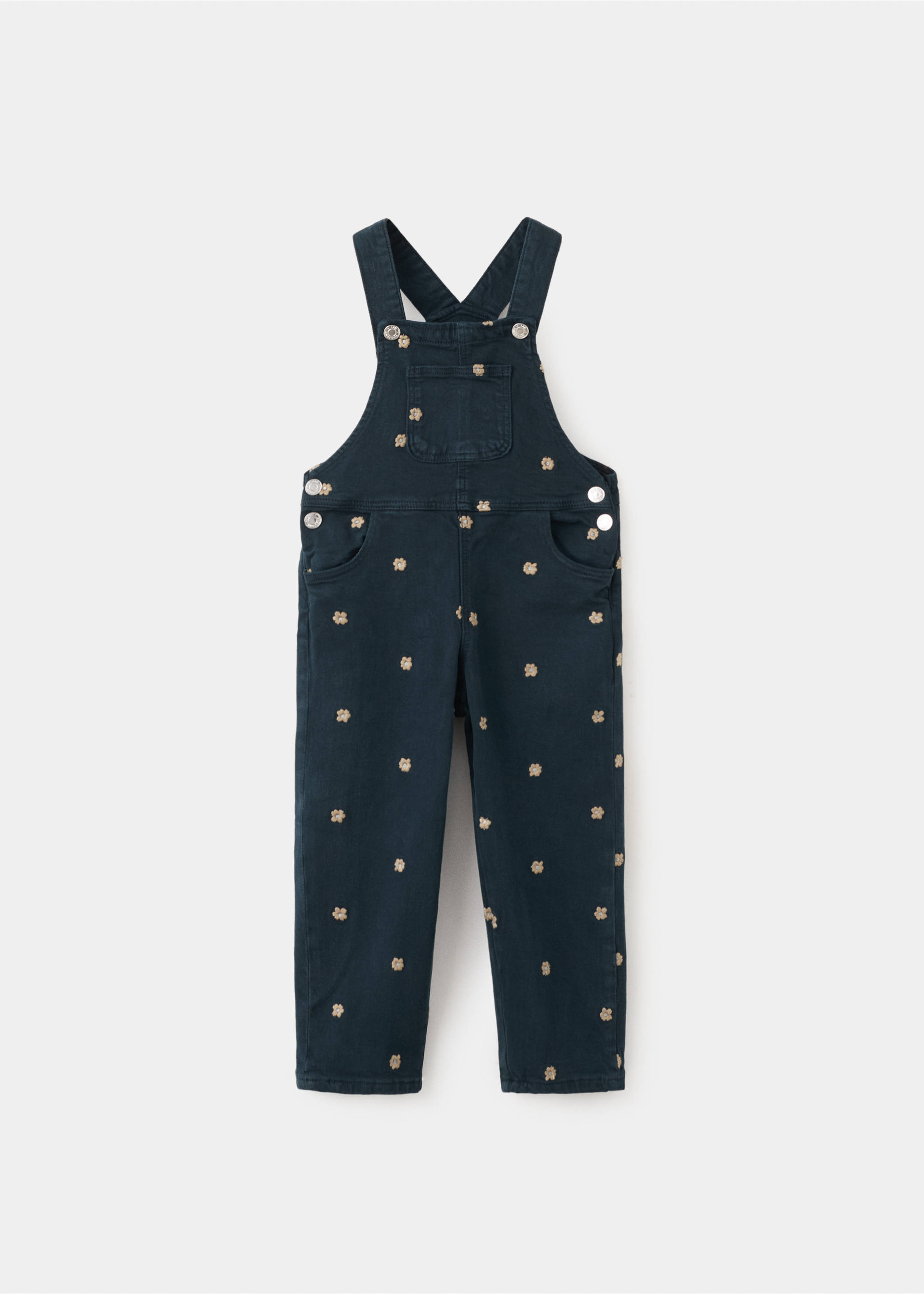 Long embroidered floral dungarees - Article without model, Navy. Ref: 27094427-00.