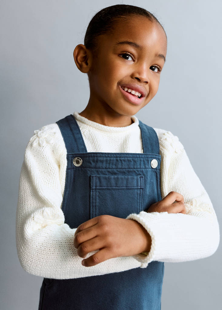 Short denim pinafore — Navy
