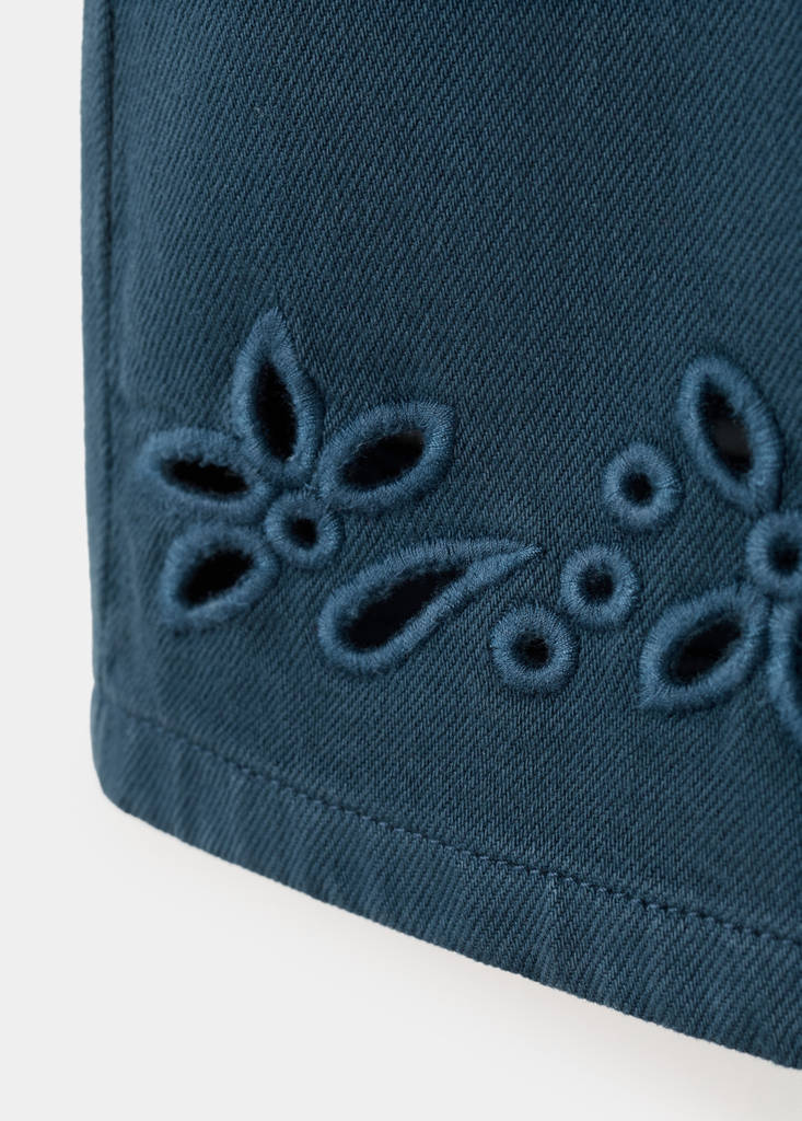 Short denim pinafore — Navy