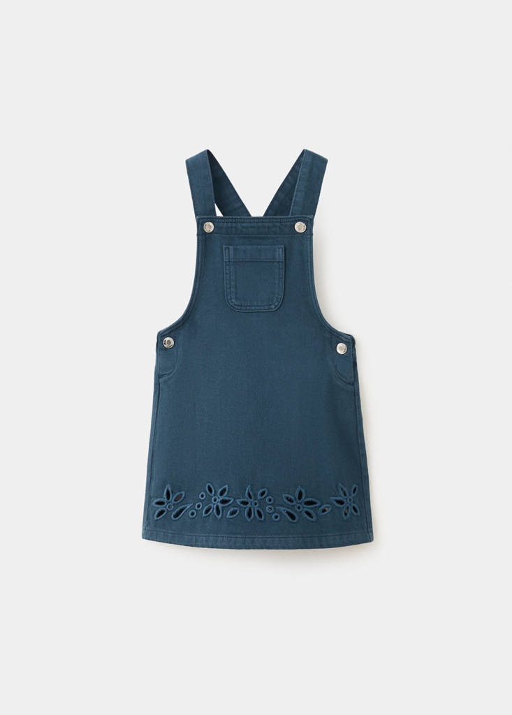 Short denim pinafore — Navy